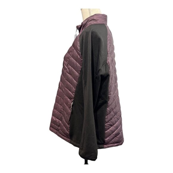 32 Heat Womens XXL Ultra Light 32 Down Quilted Jacket‎ Coat Knit Sleeves Purple - Picture 2 of 9